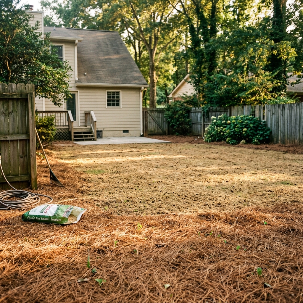Finished backyard restoration in Sandy Springs after professional pool removal